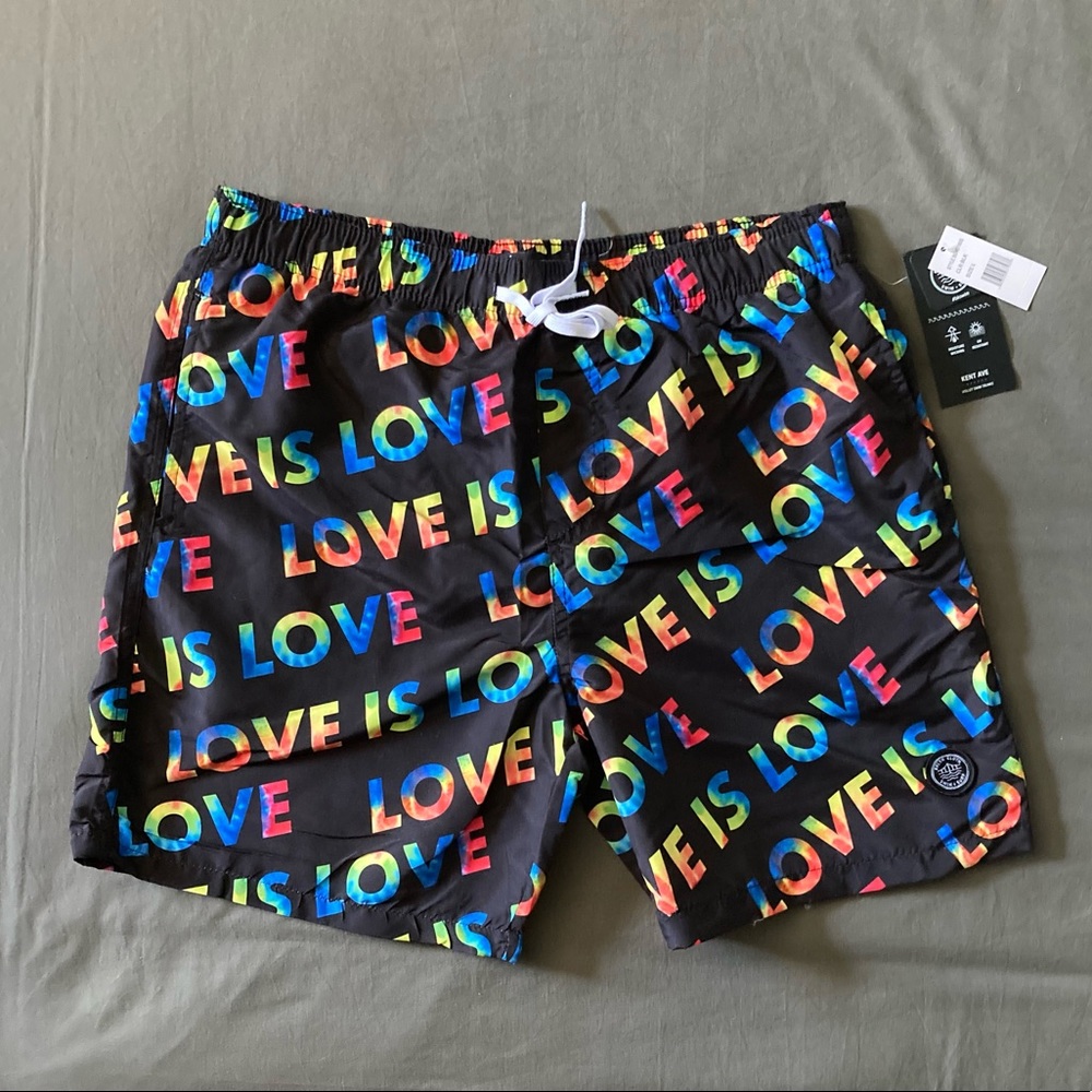 LOVE is LOVE, Brooklyn cloth swim trunks RAINBOW -Large